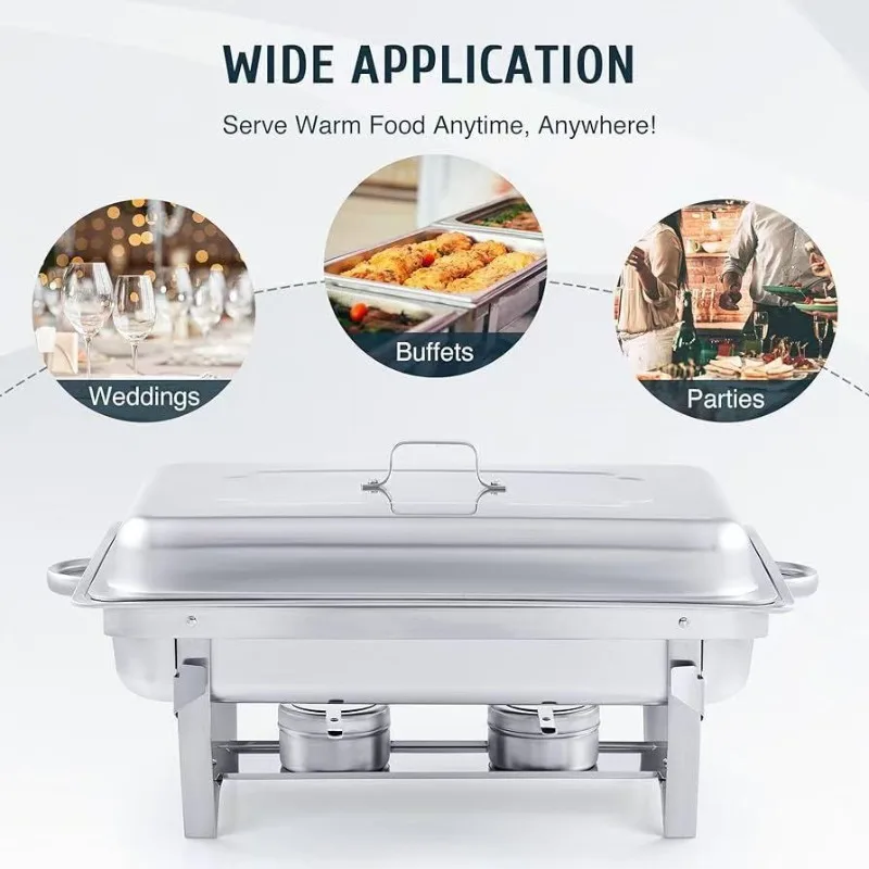 Stainless Steel Chafing Dish, Alcohol Fuel Buffet Warmer, Commercial Insulation Container For Hotel Restaurant Catering Supply