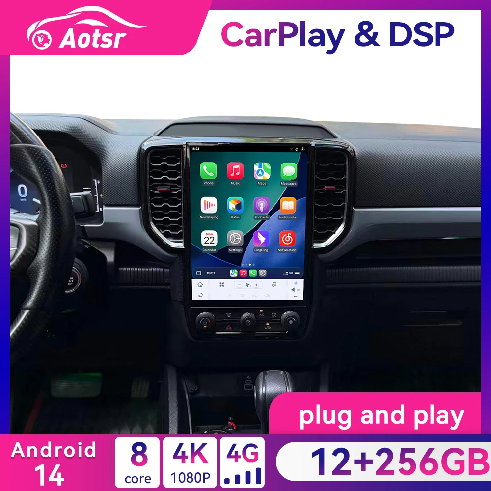 

12.1-дюймовый автомобильный мультимедийный центр Android 14 для Ford Ranger Everest 2022-2025 с GPS-навигацией, автомагнитолой, видео, DSP и CarPlay