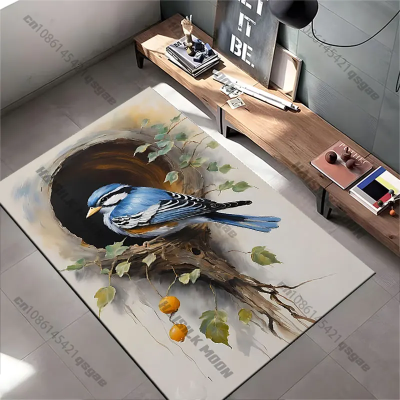 Blue bird nature hollow tree carpet Yoga living room room decor children's crawling mat doormat area rug games mat