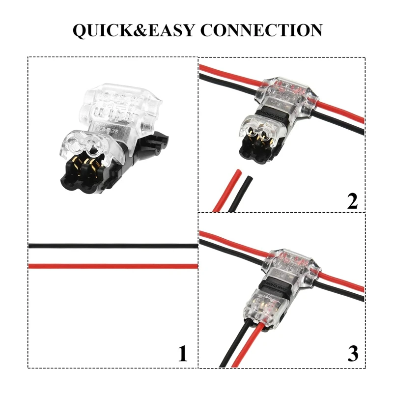 15 Pcs 3 Way 2 Pin Wire Connectors Low Voltage Universal Compact T-Tap Wire Connectors No Stripping For 18-22 AWG Cable image 6