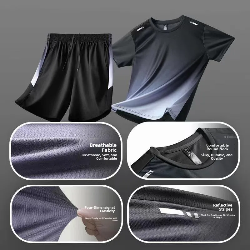 

Мужской спортивный комплект Fitn Ice Silk Qui Dry, летняя тонкая футболка ort Sve для тренировок по бадминтону, легкая дышащая одежда