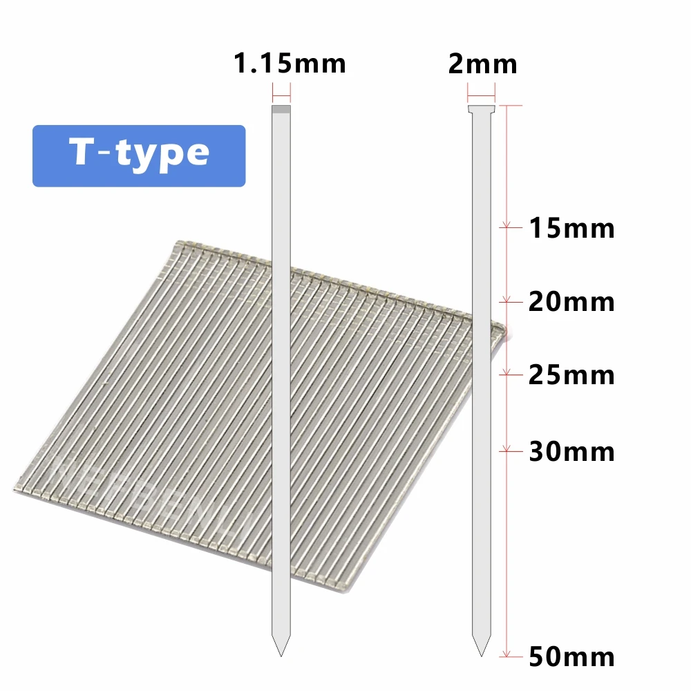 Imagem -05 - Grampos em Forma de t para Carpintaria e Móveis 304 Pistola Pneumática para Pregos Reta Série 10j F15 F20 F25 F30 T50 Diy Aço Inoxidável