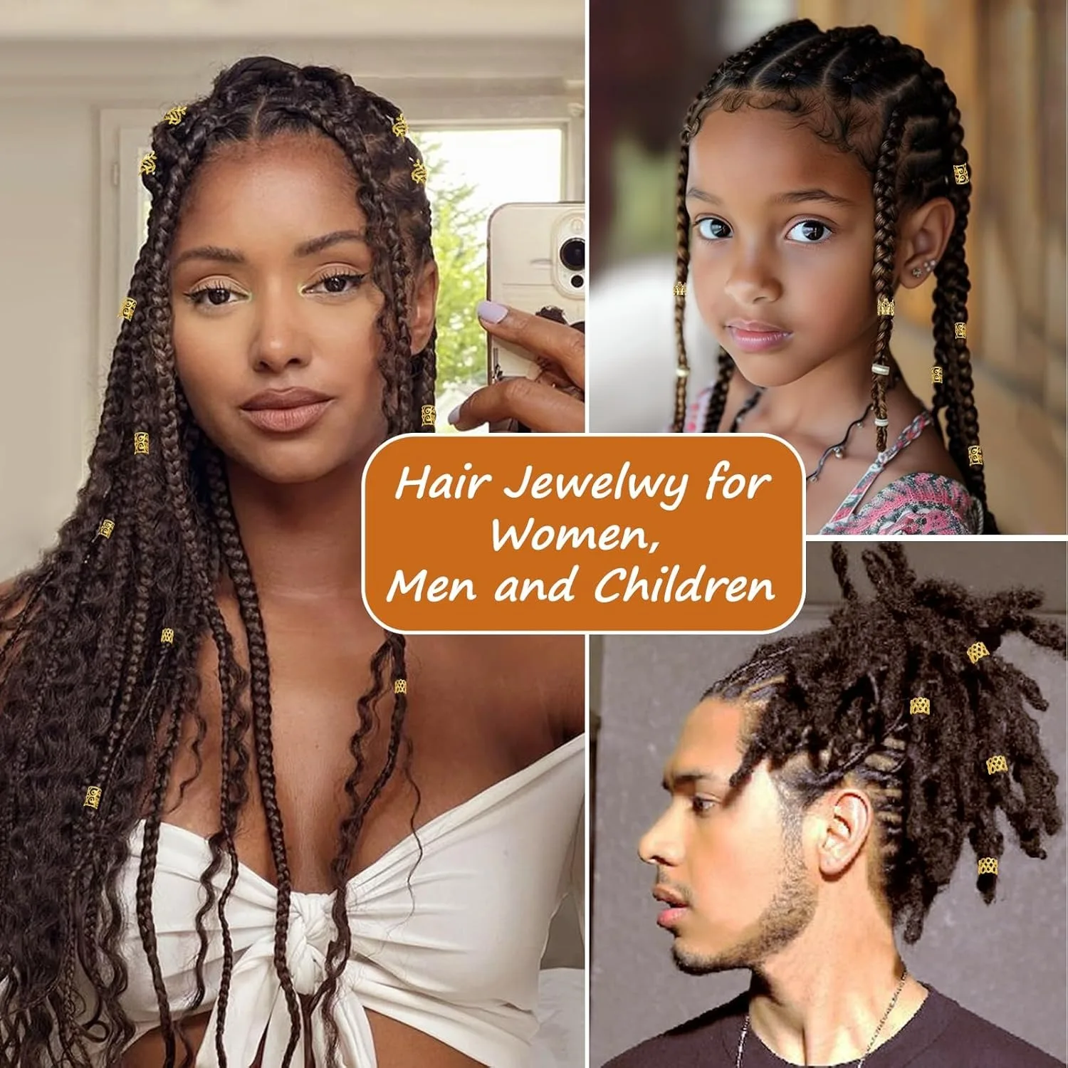 220pcs Dreadlock Hair Rings Adjustable Cuffs Clip Hair Braids Dirty Braids Bead Hairpin hair accessories Headwear for women
