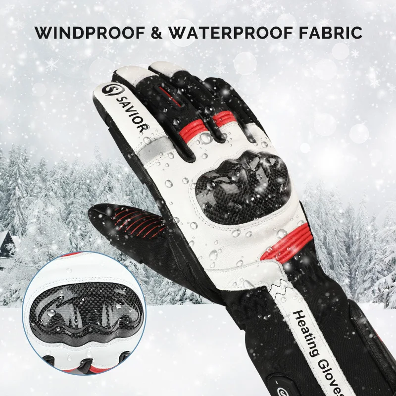 Winter Motorcycle Gloves Touchscreen Rechargeable Electric Heated Riding Motorcycle Gloves for Men - view 2