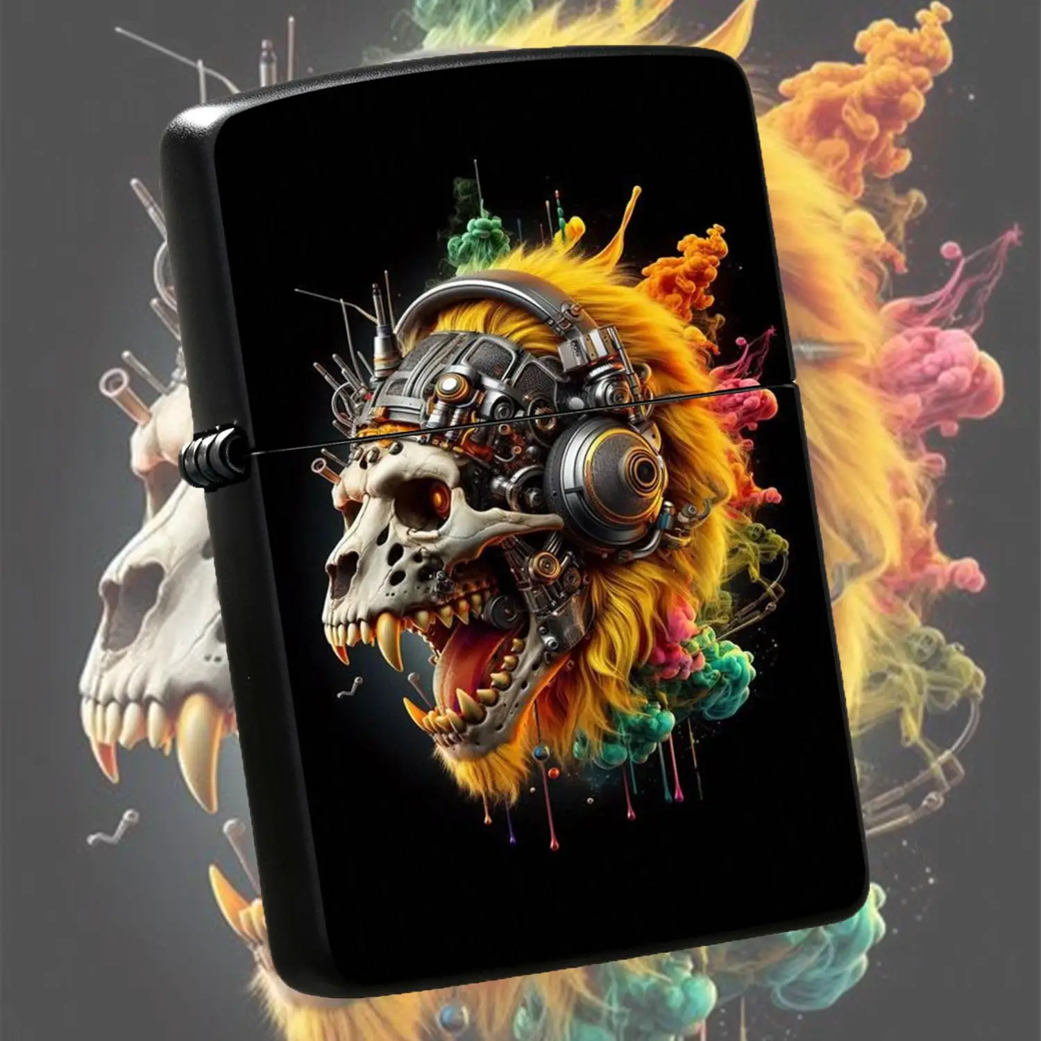 Creative Cyber Mechanical Lion Head Lighter, Cool Colorful Steampunk Style Unique Decor, Portable Practical Item For All Daily Scenarios, Exquisite Distinctive Gift For Friends And Hobbyists, Full Of Edgy Trendy Artistic Vibe A Humorous And