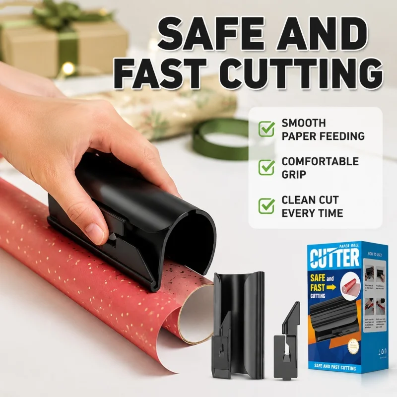 Roller Paper Cutter Gift Wrapping Paper Trimmer for Christmas Scrapbook Craft DIY Decorative Cutting Tool