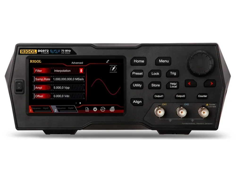 Rigol DG972 - Two Channel, 70 MHz Function / Arbitrary Waveform Generator 4.3