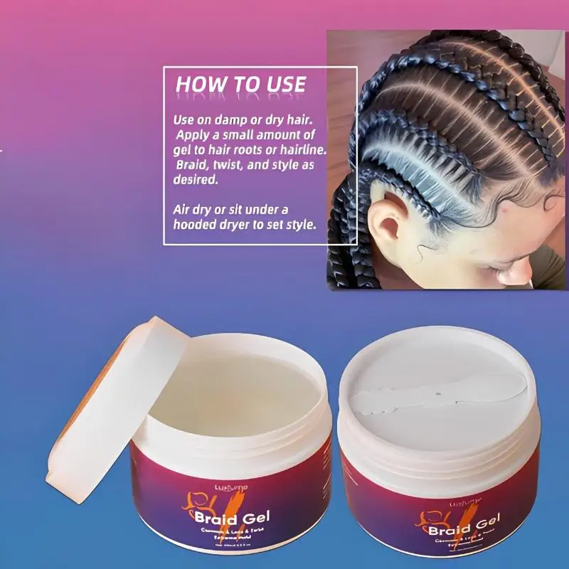 250ml Braiding Hair Styling Gel Anti‑Frizz 24H Long‑Lasting Hold Nourishing Moisturizing Hair Gel