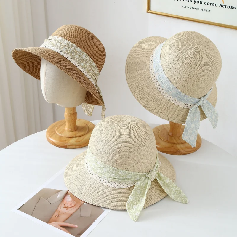 

Новая летняя широкополая соломенная шляпа с лентой, универсальная шляпа для женщин, для отпуска, пляжа и морского отдыха