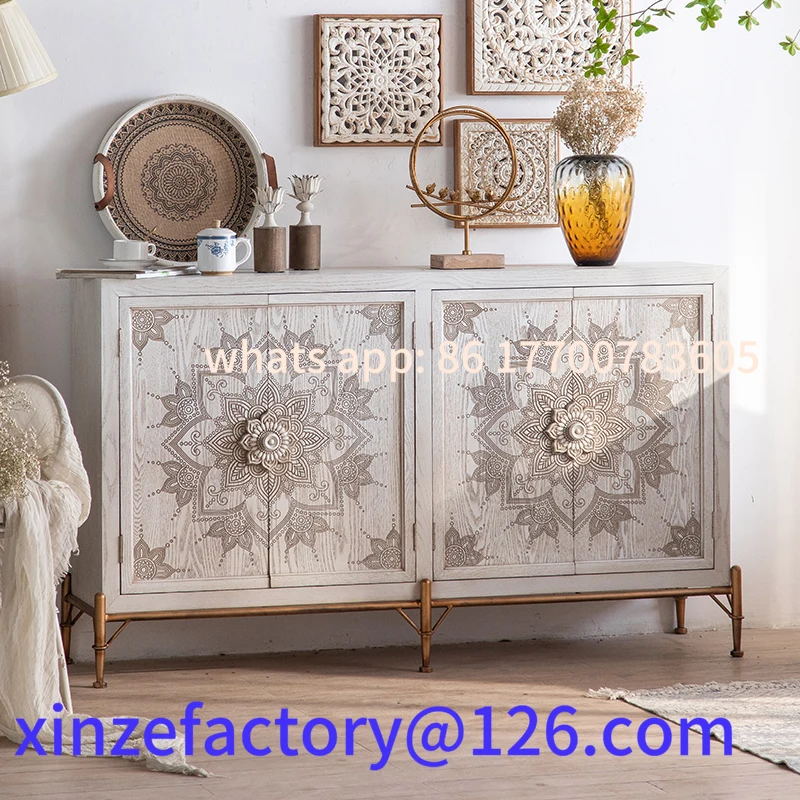Customizable French Vintage Entrance Cabinet White Entry Locker