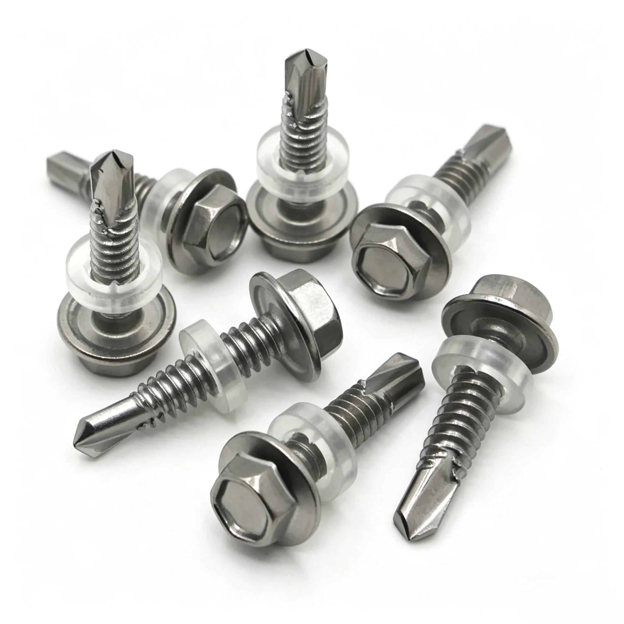 10pcs M5.5 M6.3 410 Stainless Steel External Hexagonal Drill Tail Screws Stainless Steel Self Tapping TEK Screw Series 6