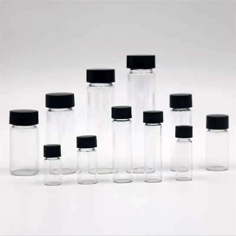 garrafa de amostra para experimento quimico transparente baixo borosilicato vidro medicinal reagente de rosca laboratorio 2ml a 60ml 01