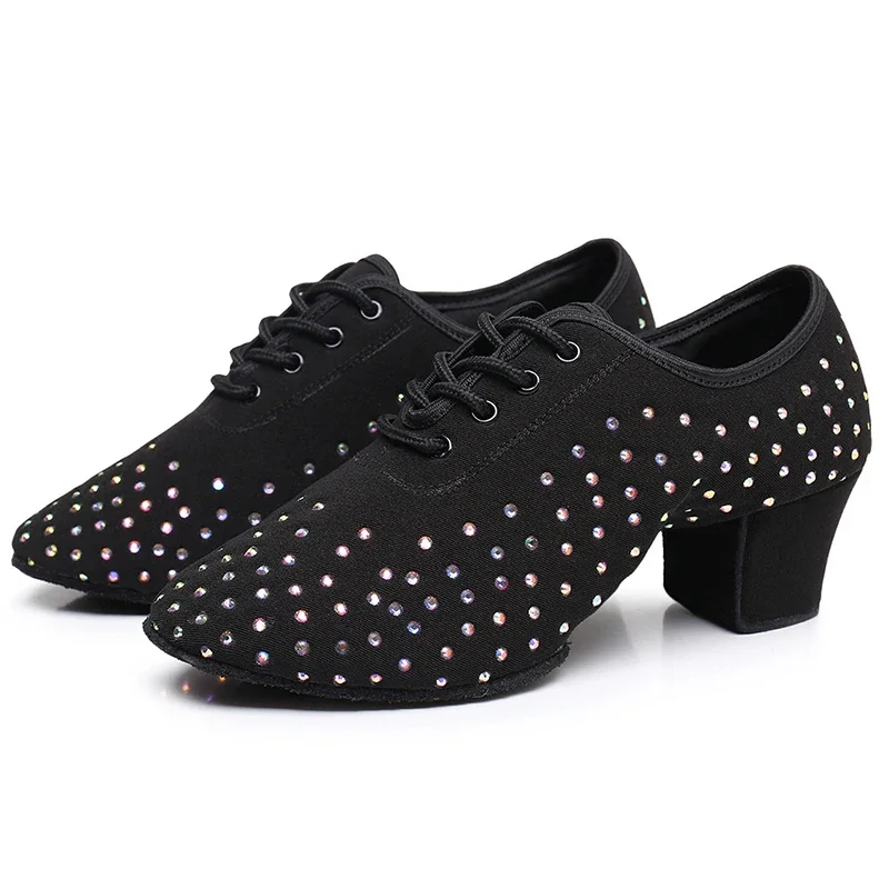 Zapatos de baile de Salsa negros para hombre y mujer, zapatillas de lona Flash estándar para salón de baile, Tango, latino, profesional, para profesores, zapatillas de Jazz