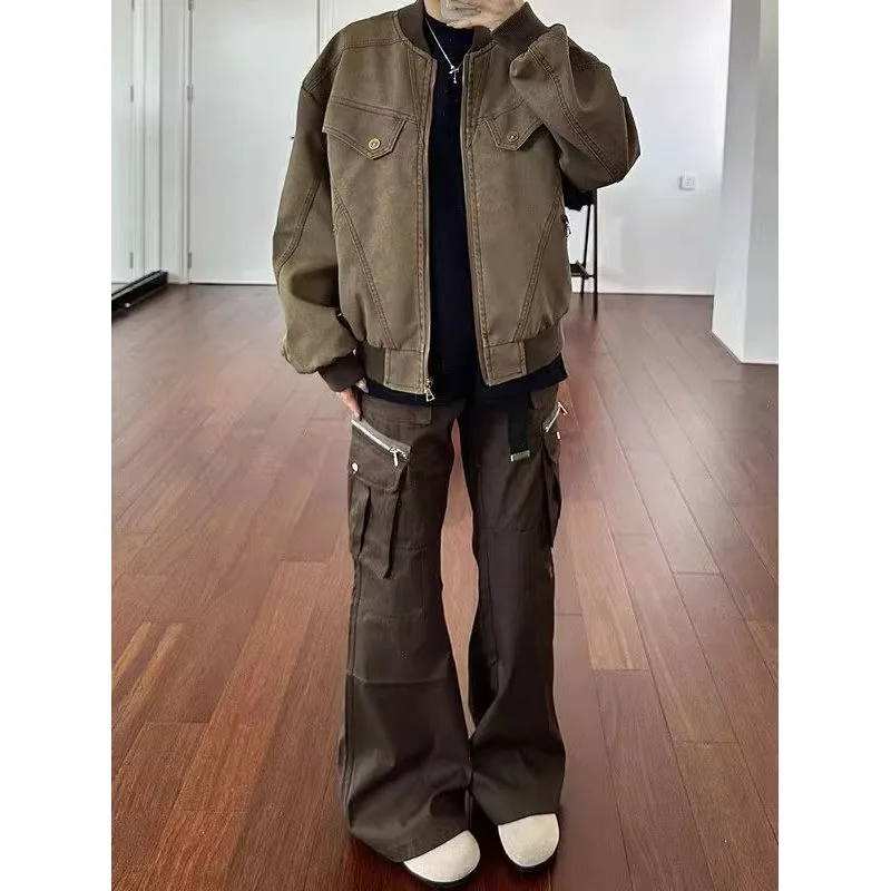 

Коричневое ort Baseball Jaet ex, осенне-зимнее теплое винтажное американское пальто на подкладке на подкладке для молодежи, рабочая одежда