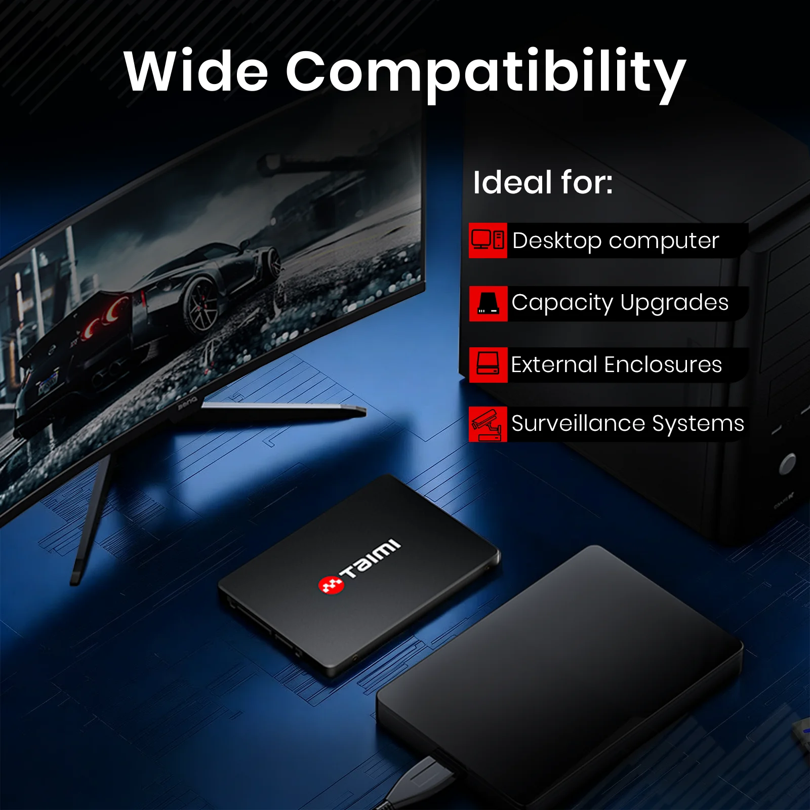 Taimi 2,5-calowy dysk SSD SATA III - prędkość do 550 MB/s, 3D NAND TLC, szybka aktualizacja pamięci masowej do komputera PC — zdjęcie produktu 5