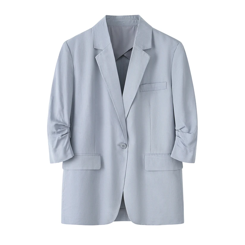 

Женский костюм-пиджак из белого шелка с эффектом похудения, универсальный дизайн, для повседневной носки, стандартный крой, однотонный