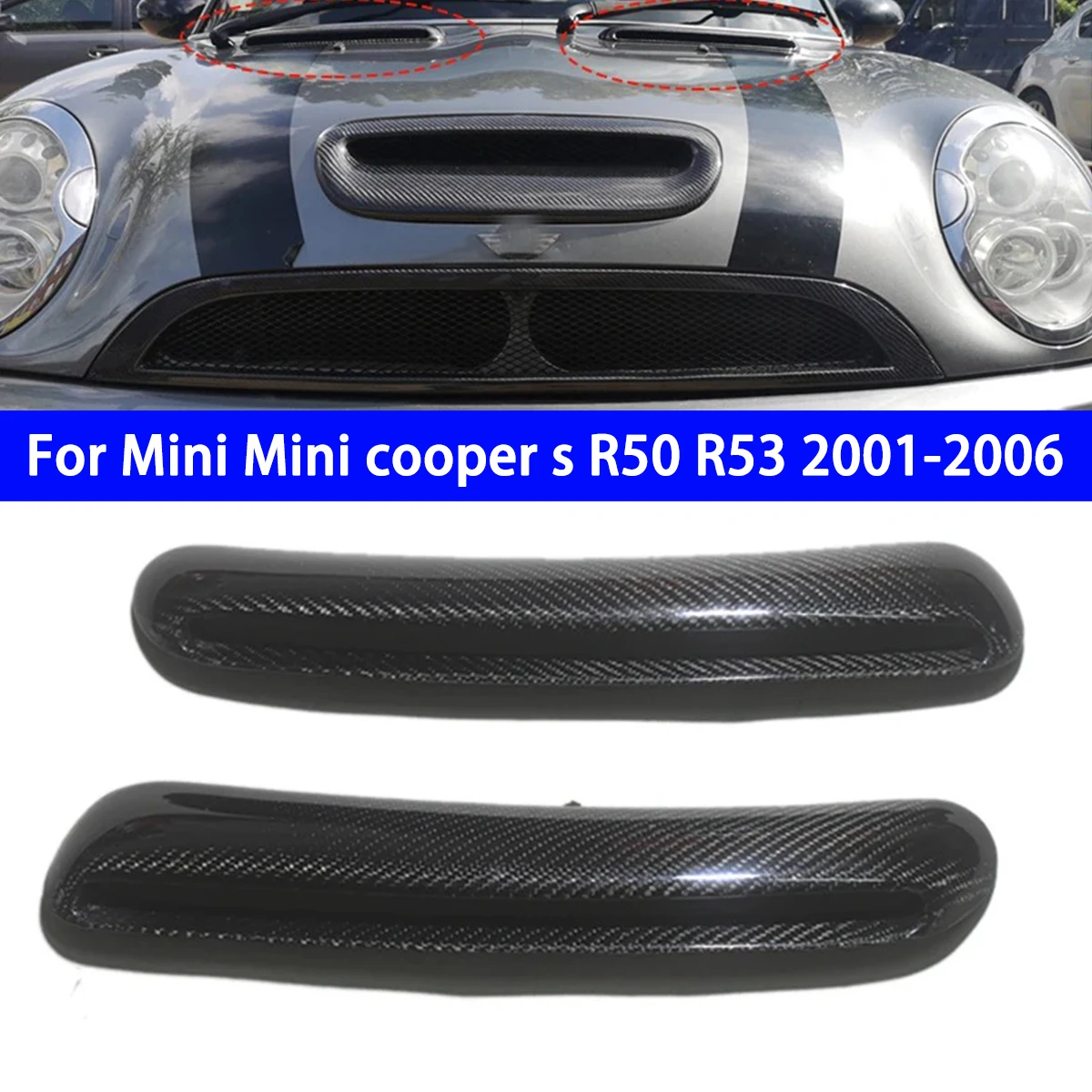 For Mini Mini Cooper S R50 R53 2001-2006 Modified Carbon Fiber Cover Air Inlet Air Inlet Radiator Air Outlet Decoration 2PC