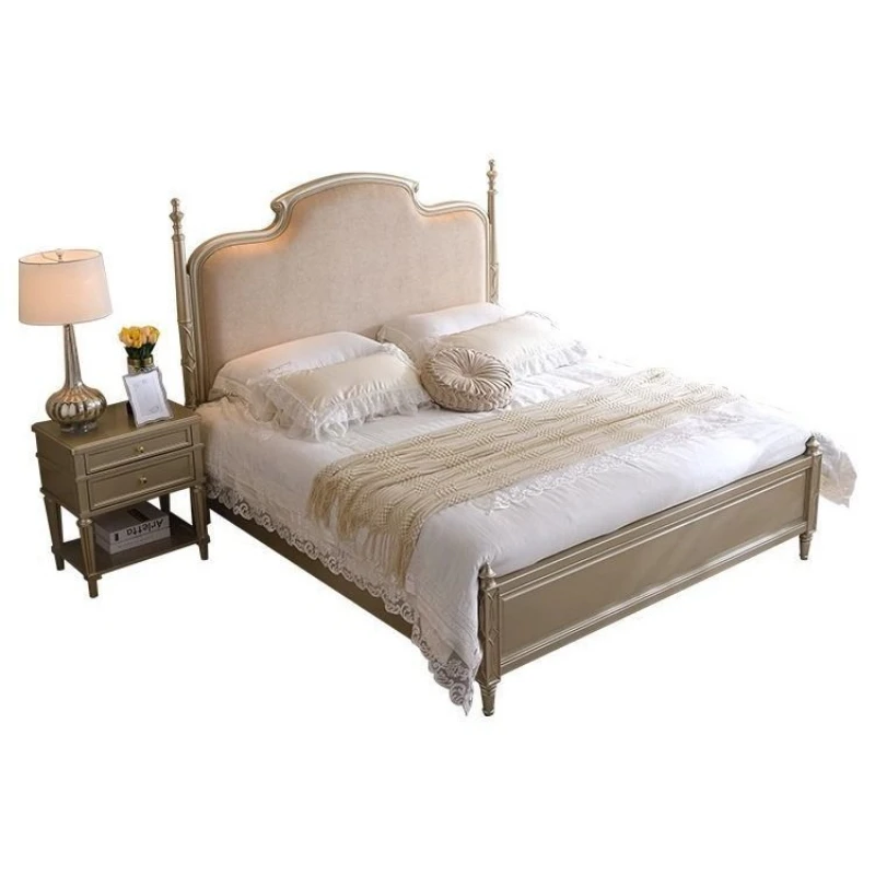 

Villa retro, pink festive fabric wedding bed, high-end, master bedroom, light luxury