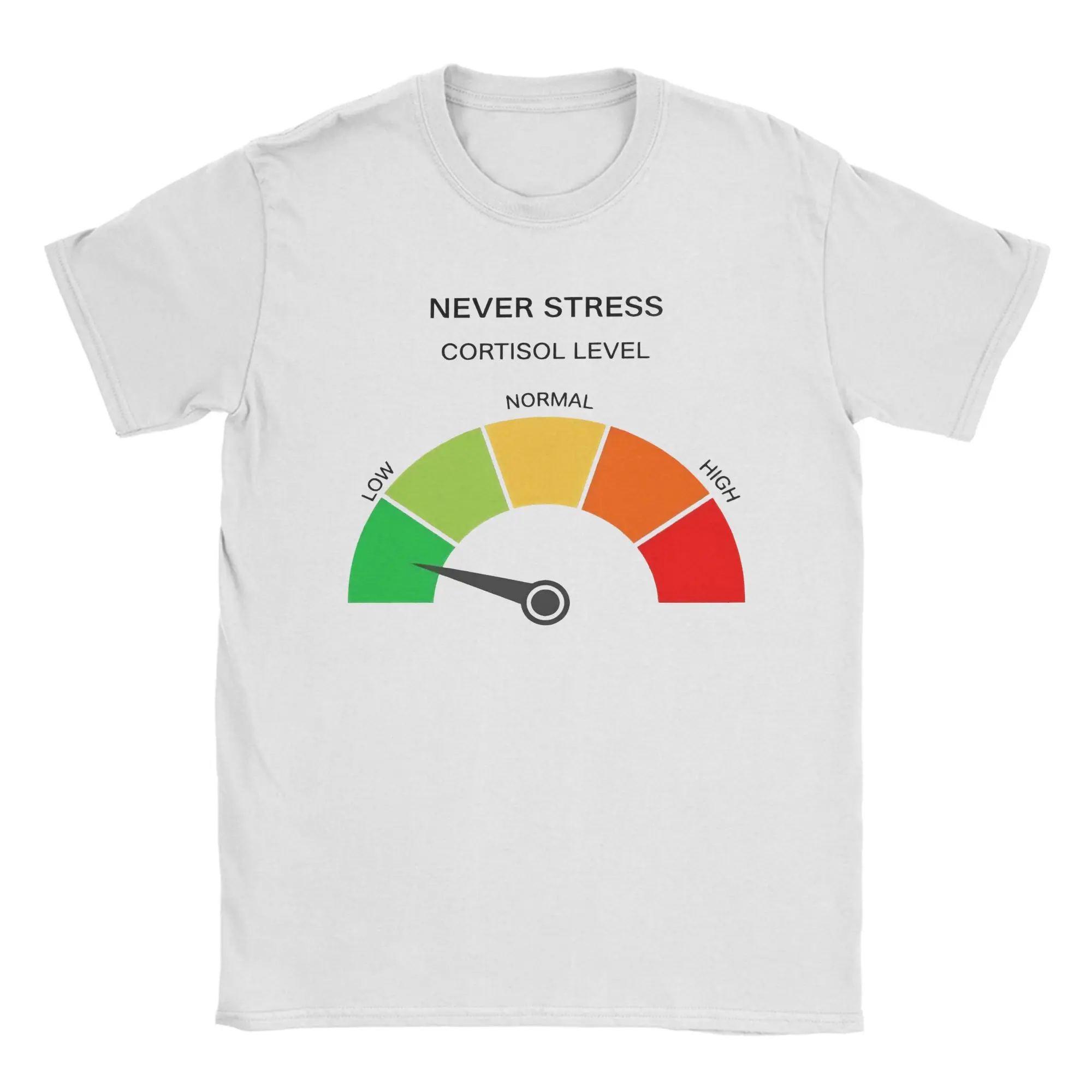 Never Stress Low Cortisol Meme T Shirt Summer T Shirts Men's 100% Cotton O Neck Oversized Top Tees Short-Sleeve Y2K Fun Tops