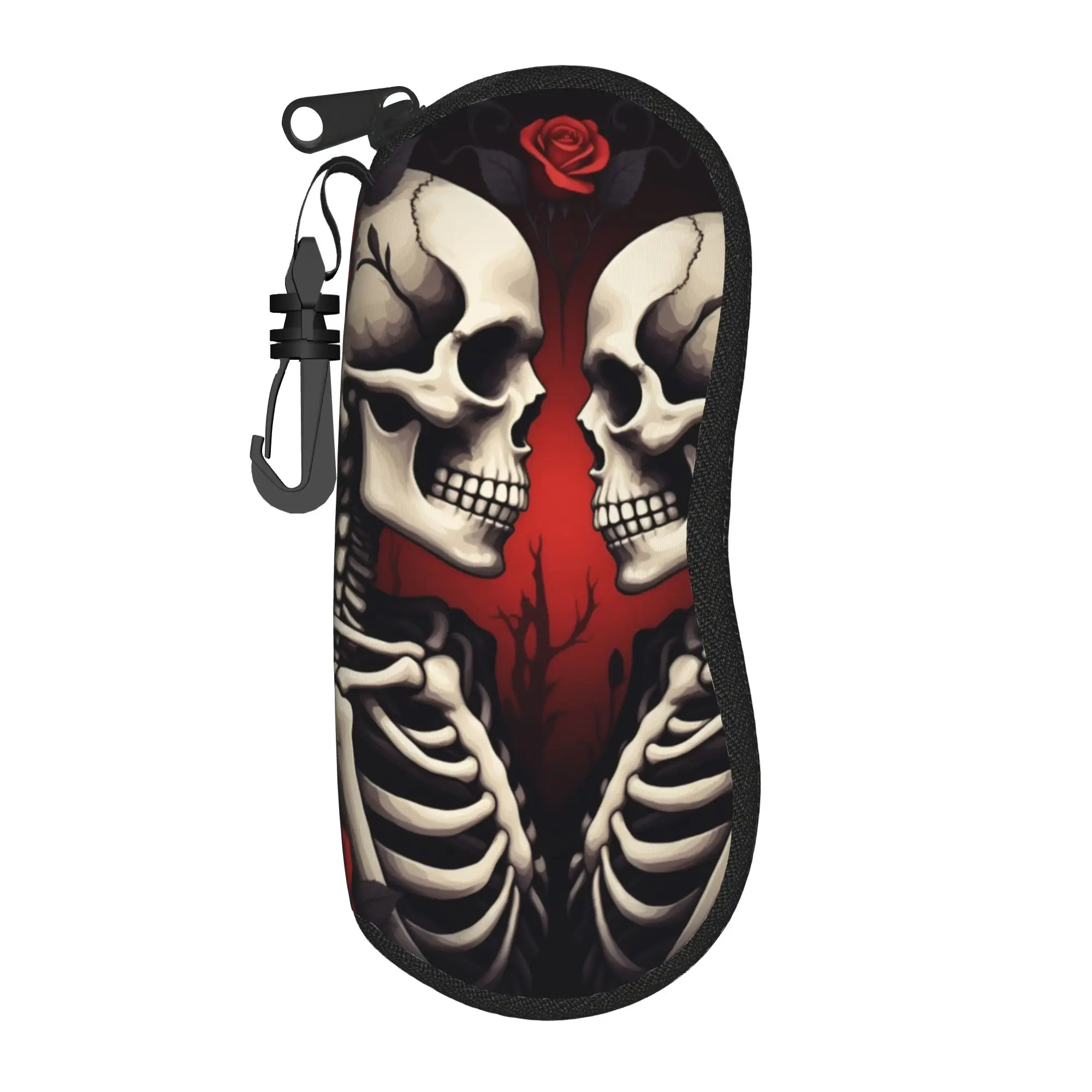 Harajuku Skeleton Love Gothic Floral Skull Kiss Glasses Case Portable Box  Sunglasses Storage Box Cartoon Glasses Box