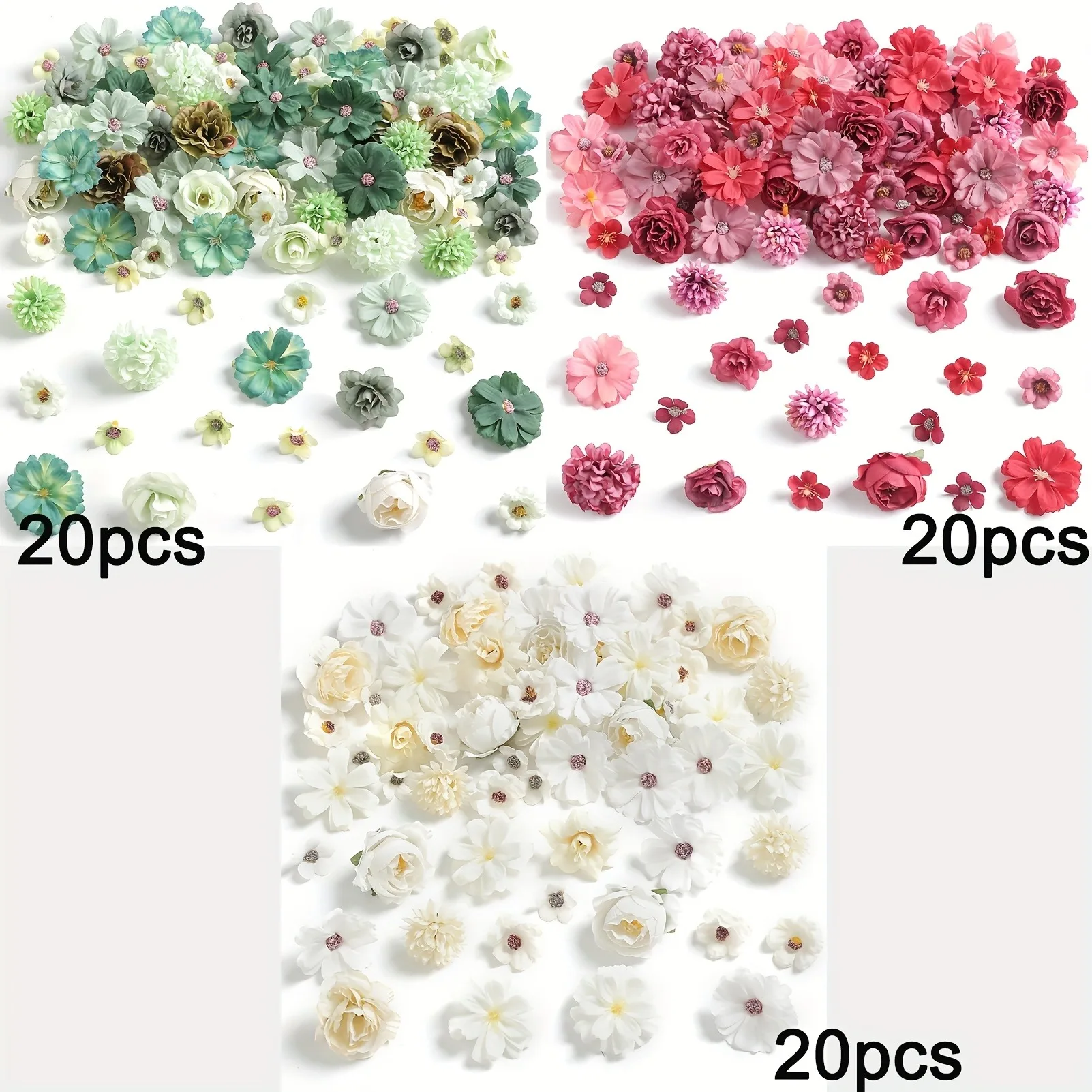 60 Stück künstliche Blumen Kopf Seide Rose gefälschte Blumen Home Decor Party Supplies Hochzeit Dekoration Handwerk Geschenke Kranz Zubehör – Detail 8