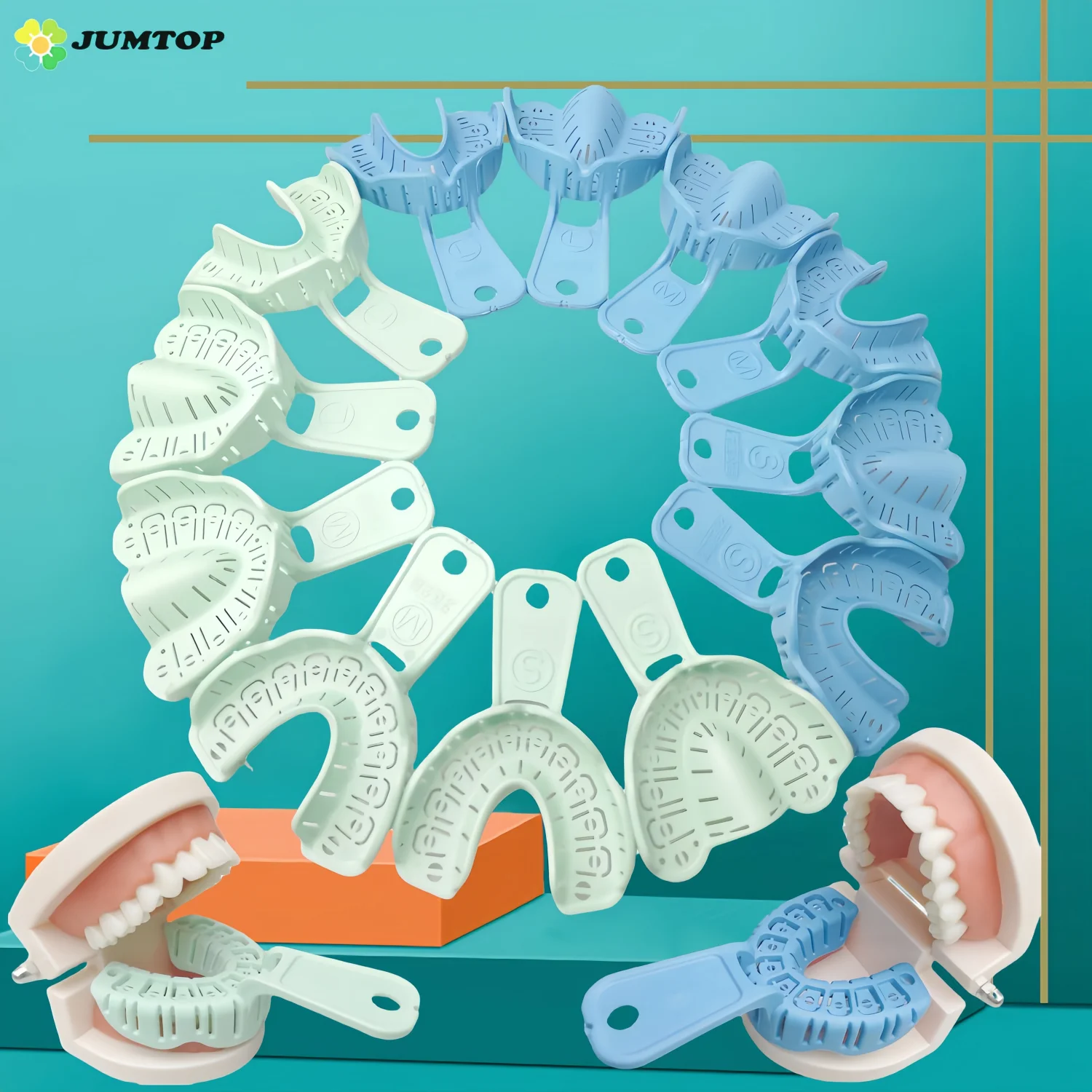 6 szt. Taca na Implant dentystyczny łyżki wyciskowe plastikowe uchwyty na zęby forma gipsowa taca stomatologia stomatologiczna nowe materiały