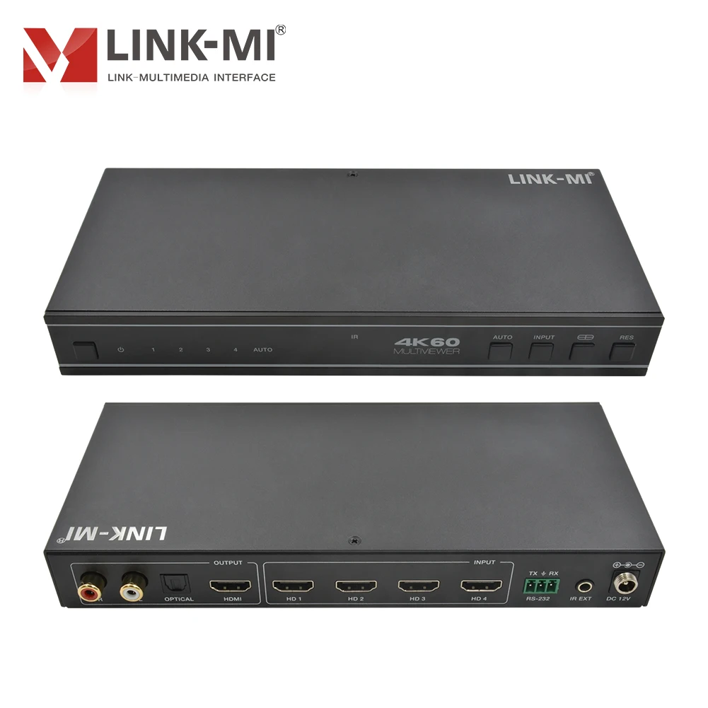 4K60 4x1 Multiviewer Nahtloser UHD-Video-Umschalter Unterstützt Lautstärkeregelung und unabhängige Audioauswahl für EDID-Management und