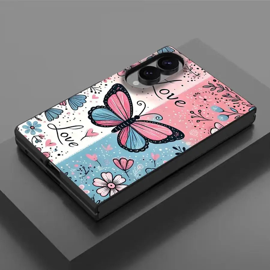 Cartoon Beautiful Butterfly Case for Samsung Galaxy ZFold Wide Z Fold8 Wide Z Fold 8 ZFold8 Luxury Phone Cover
