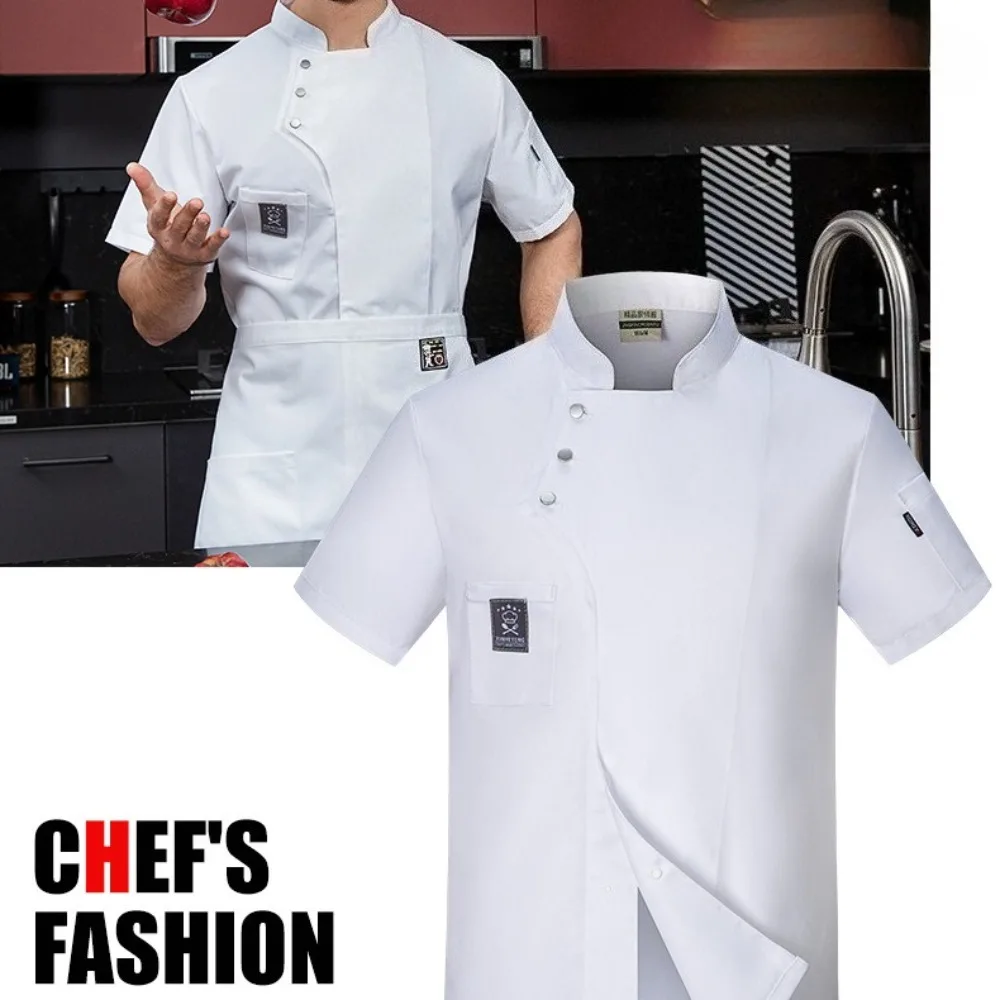

Summer Lightweight Chef Workwear for Men - Short Sleeve Durable Uniform, Hotel Restaurant Commercial Kitchen Clothing