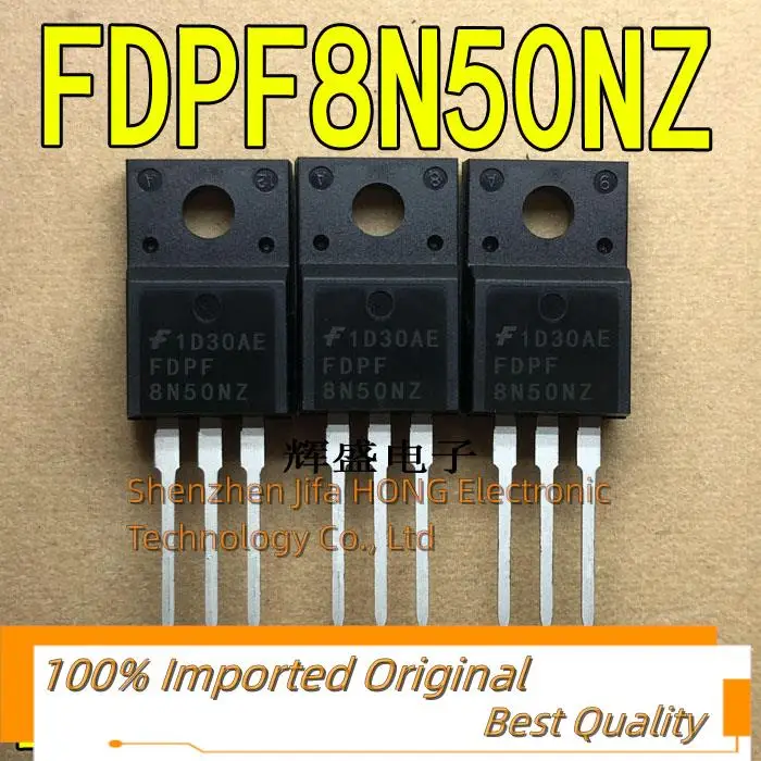 10PCS/Lot    FDPF8N50NZ 8N50 TO-220F 8A 500V  MOSFET Imported Original Best Quality