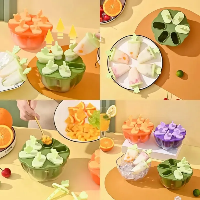 Plastic food grade ice cream freezer mold tool 6 cell ice cream mold Diy popsicle mold