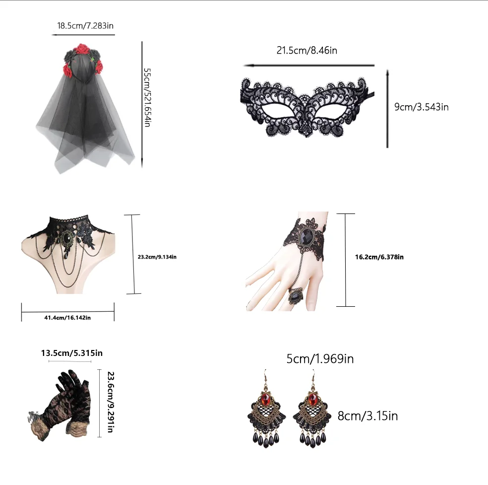 Costumes d'Halloween pour les morts, colliers en voile pour femmes et autres accessoires de décoration de fête adaptés
