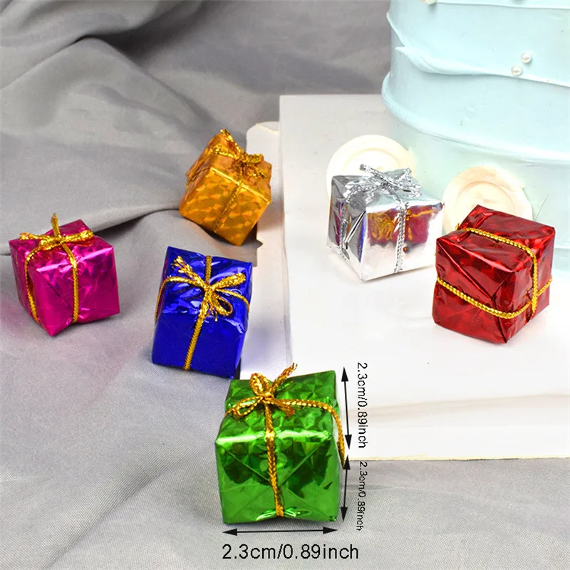 12pcs Christmas Tree Hanging Pendants Mixed Color Mini Gift Box Christmas Tree Ornaments Decorations Ornament Adornos