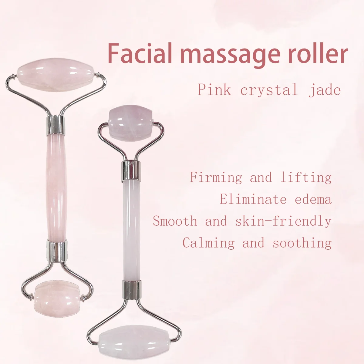 

Двусторонний валик для лица Pink Aura Rose Quartz — омолаживающий массажный инструмент Гуа Ша для сияющей кожи и релаксации