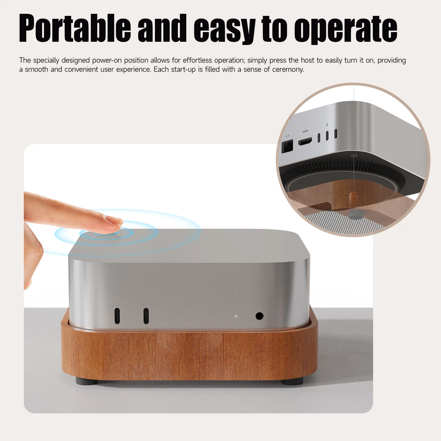 حامل قاعدة خشبي لـ 2024 Mac mini M4/M4 Pro قوس جبل مكافحة الغبار التبريد المضادة للانزلاق الملحقات الأساسية منظم سطح المكتب