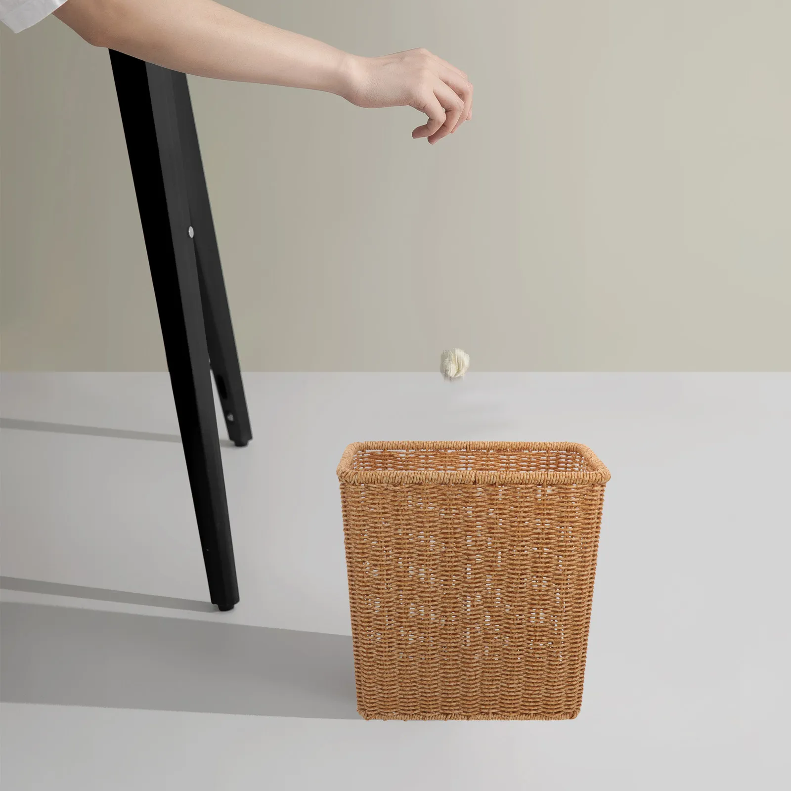 

Rustic Woven Trash Basket Multi Purpose Storage Container for Garbage Wastepaper Clothing Sundries Living Room Bedroom Kitchen