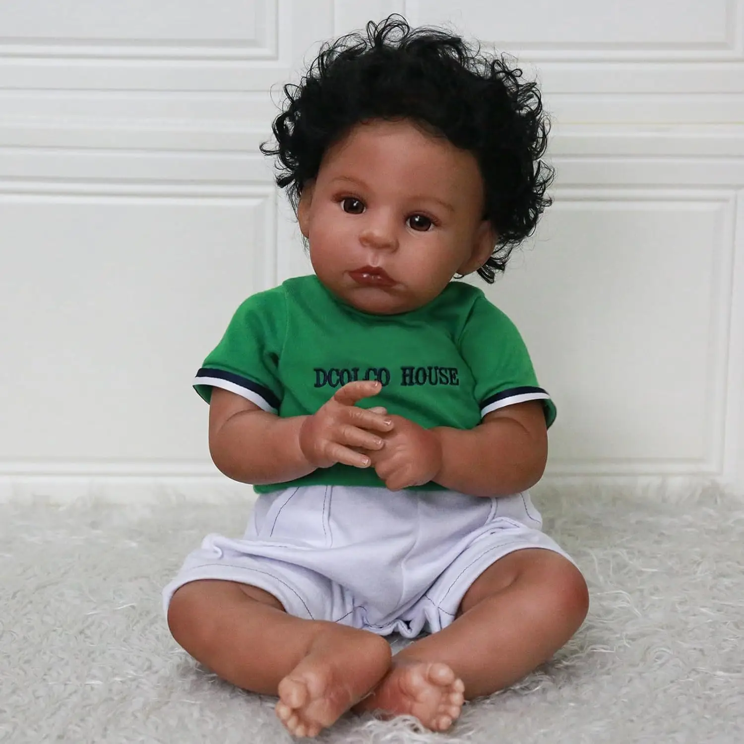 Realistic Reborn Baby Dolls Black Boy - 22 Inch African American Newborn Boy Doll, Lifelike Weighted Soft Body, Christmas Birthd