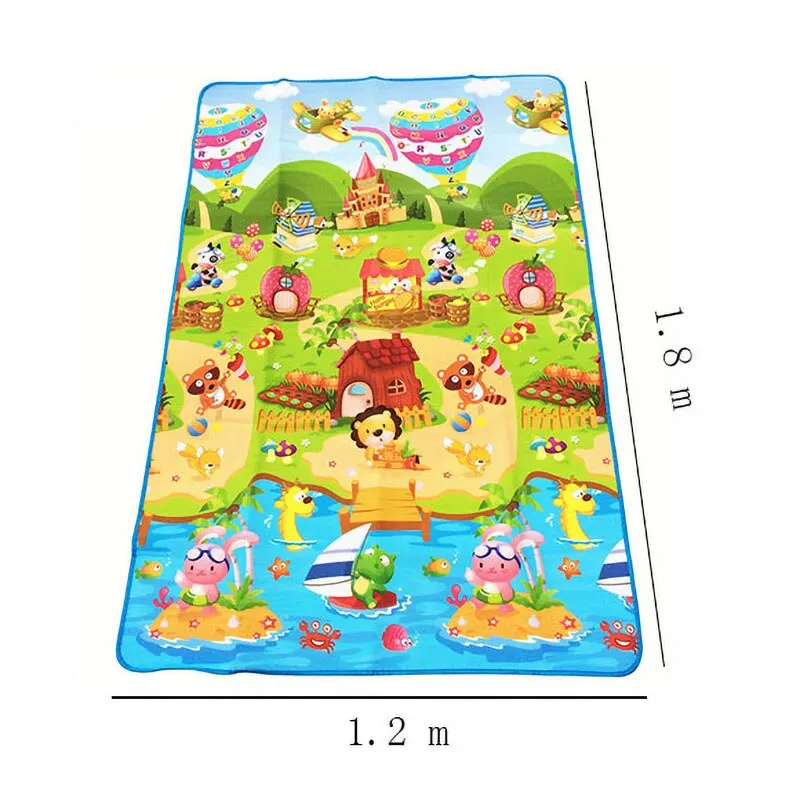 Alfombra para bebés 180x120x0,3 cm, alfombra para niños, juguetes para juegos, actividad, gimnasio, impermeable, suelo suave para interior al aire