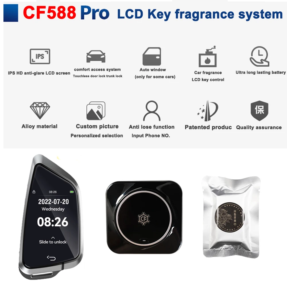 Universal CF588 PRO Smart LCD Key Auto Lock Keyless With Fragrance System For Toyota Audi Ford Mazda BMW KIA Comfortable Entry