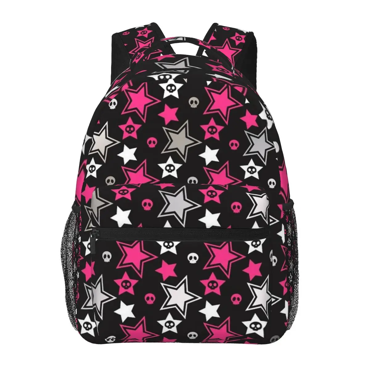 

Black And Pink Emoscene Stars Backpacks Boys Girls Bookbag Students School Bags Laptop Rucksack Shoulder Bag Large Capacity