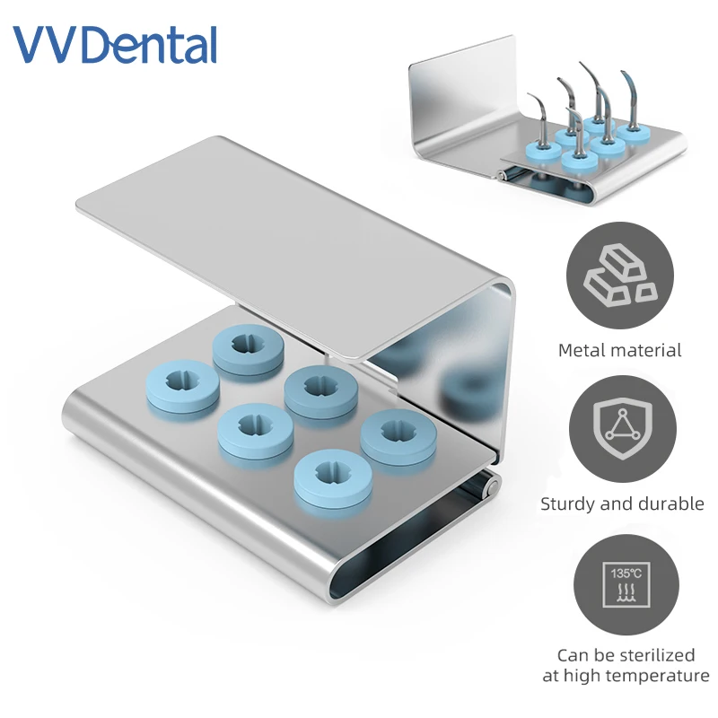 

VVDental, 6 отверстий, стоматологический ультразвуковой скалер, держатель для наконечников, подставка для дезинфекции, коробка для хранения с крышкой, подходит для детей, Satelec DTE Dentistr
