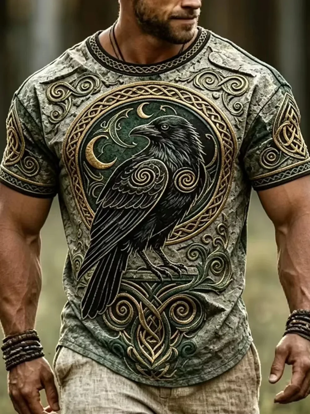 Norse Odin's Raven - Celtic Knot Sport Quick-drying Breathable 3D Printed Men T-Shirt Street Fashion Retro Parent-child Clothing