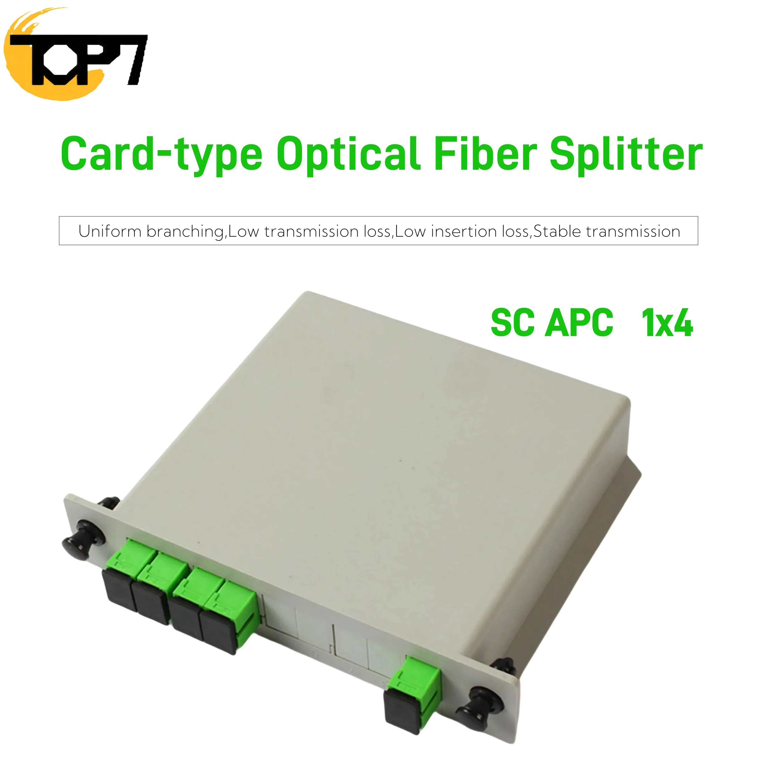 

1x4 Fiber Optic Splitter Box, Plugs to Plugs, Splitter, Plug-in, 1x4, FTTH, SC APC, PLC, 1x4