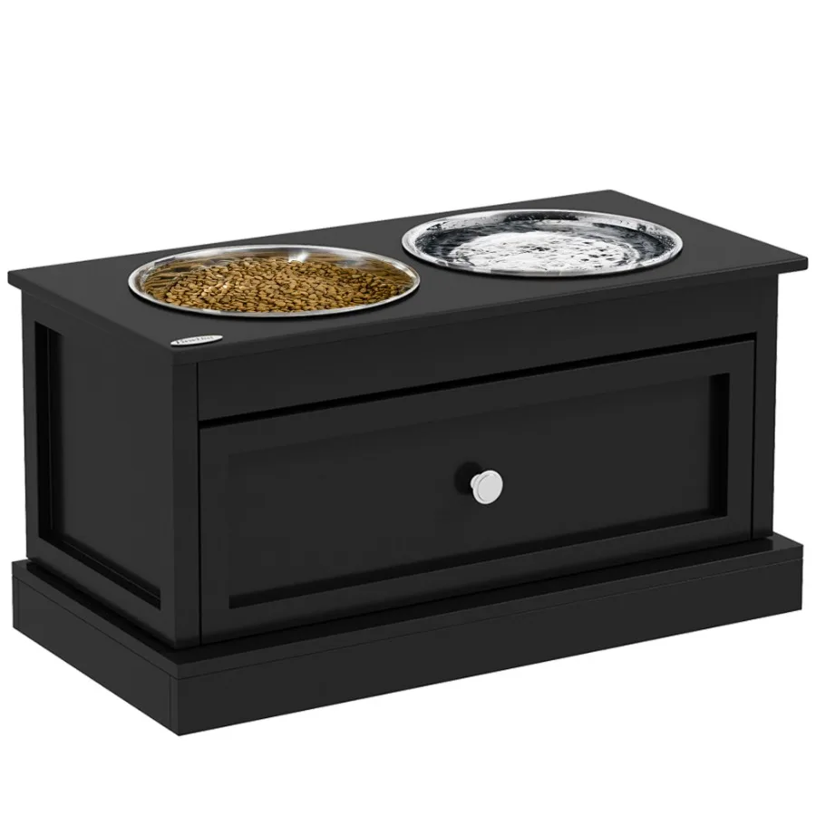 

PawHut Large Elevated Dog Bowls with Storage Drawer Containing 11L Capacity Raised Dog Bowl Stand Pet Food Bowl Dog Feeding Sta