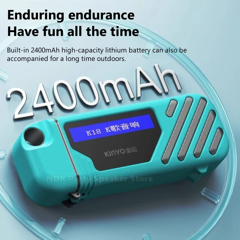 더블 마이크 휴대용 무선 블루투스 스피커 박스, 소형 올인원 가족 노래방 기계, 파티용 가사 디스플레이