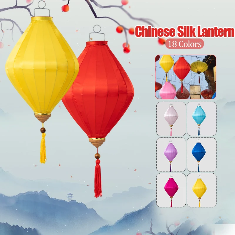 12/14 Inch Chinese Style Silk Lantern Vietnam Traditional Mid-autumn Lanterns Spring Festival New Year Party Hanging Decor Lamp