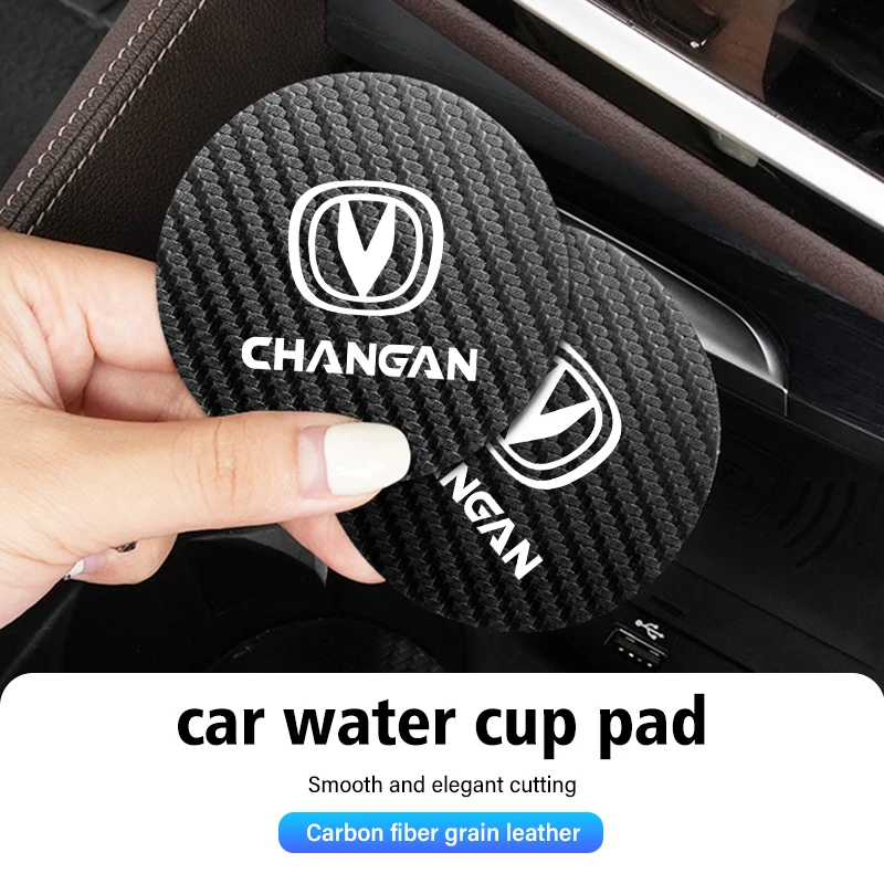 For Changan CS35 CS15 CS95 CX70 CS55 CS85 CX20 EADO RAETON Alsvin 2pcs Car Cup Holder Insert Pad Emblem Coaster Anti‑Slip Mat