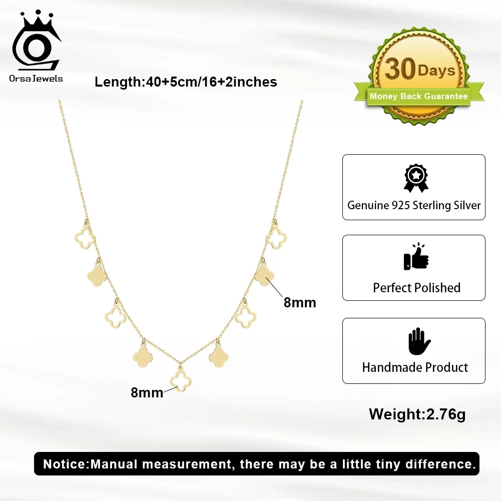 ORSA JEWELS Elegance 925 Sterling Silver Cover Pendants Necklace Wedding Party Jewelry Exquisite Collar Gift for Women BQN24