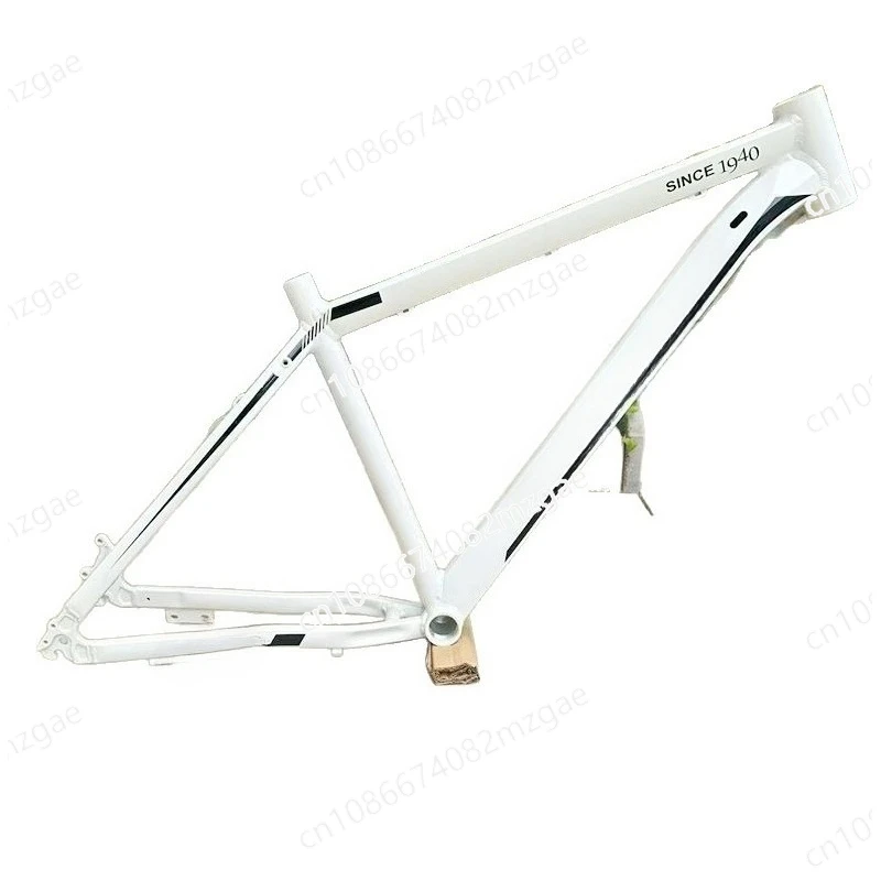 

26-Inch mountain bike aluminum alloy disc brake frame, inner wiring straight tube frame, white with tail hook