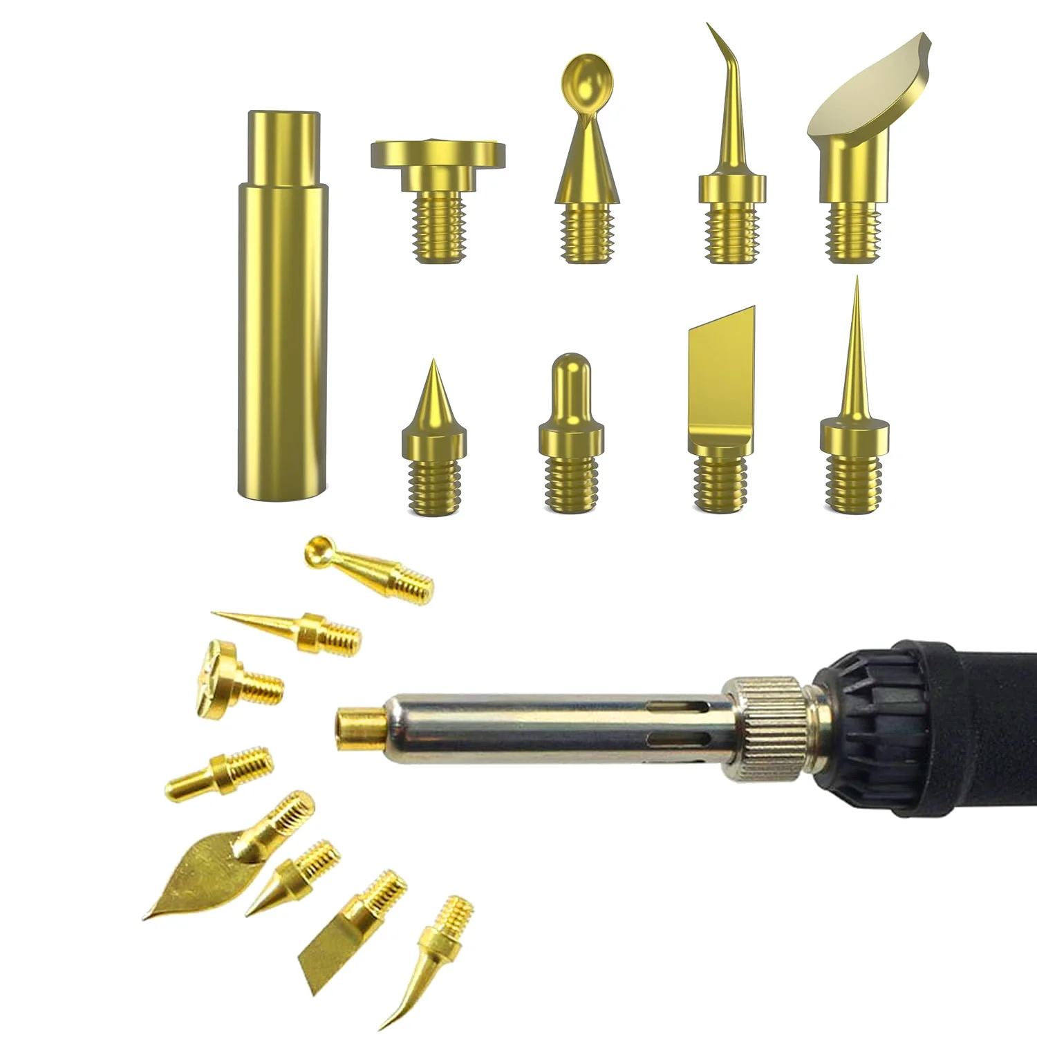 18pcs Brass Tool Head Set For 900 936 908 Soldering Iron Hot Air Rework Station 3D Printing Trimming And Carving Accessories Kit